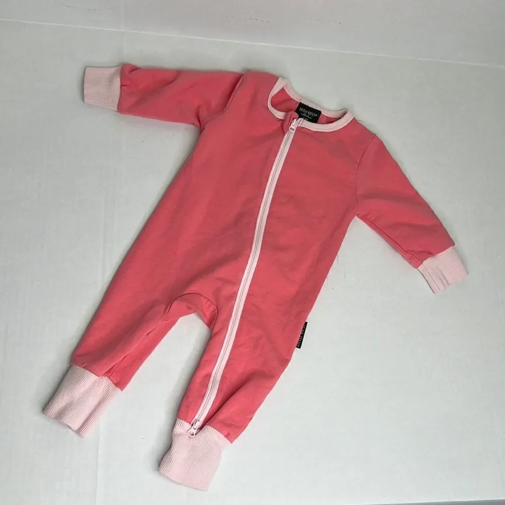 Little Bipsy pink two-way Zip onesie EUC size 3-6 months